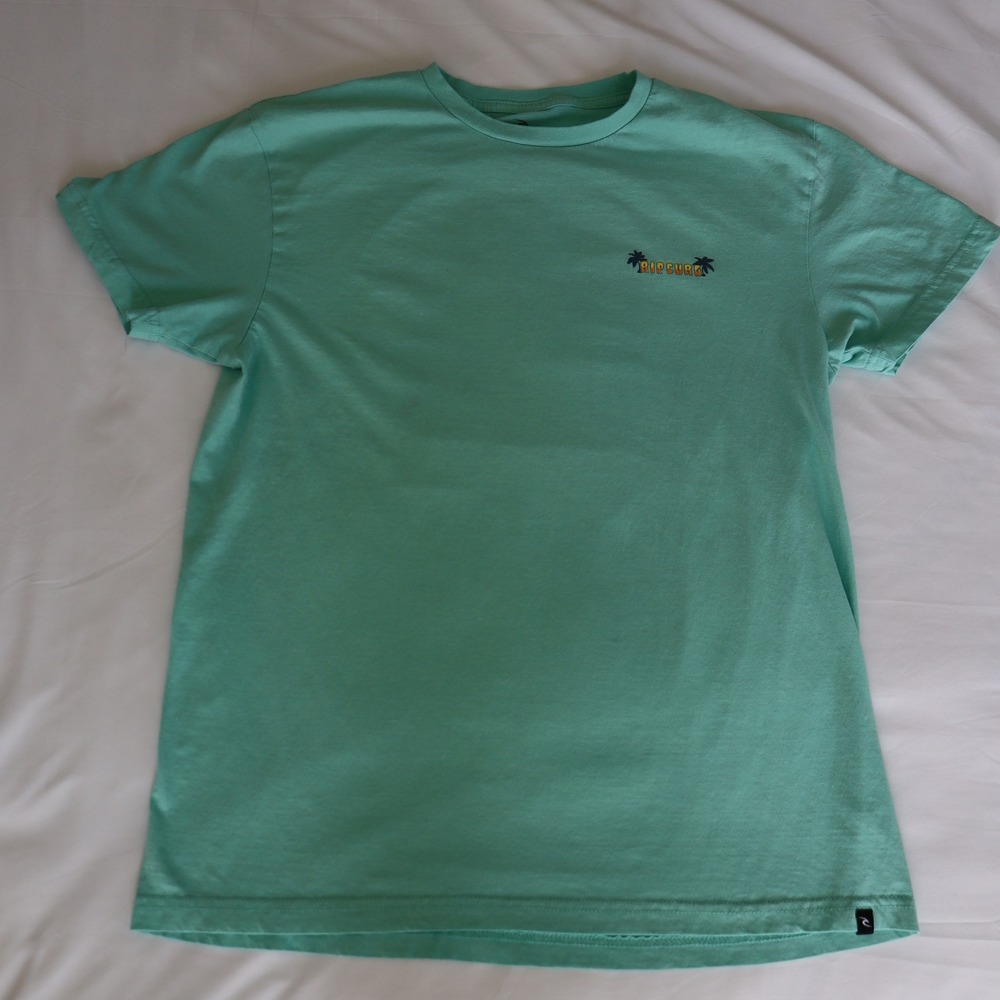 Rip Curl Mint Green Graphic T-Shirt Palm Tree Surf Standard Fit Men's Large
